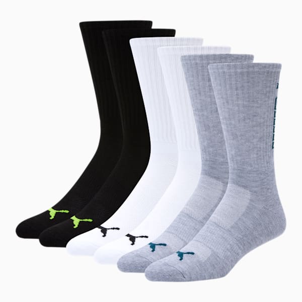 Men's Crew Outline Socks [6 Pack], GREY / BLUE, extralarge